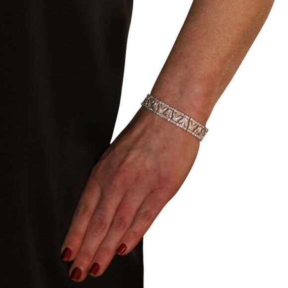 White Gold Diamond Bracelet 6 1/2" - 18k Round Brilliant 3.30ctw - Picture 2 of 8